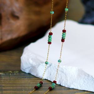 French Vintage <b>Glass</b> <b>Wine</b> <b>Red</b> Contrast Handmade Beaded Necklace for Women's Summer Versatile Neckchain - Product Image 2