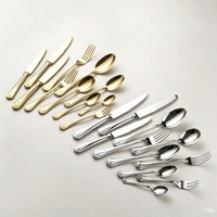 Élégant style européen en acier inoxydable doré brillant 18-10 304 #   Ensemble de couverts durables et résistants, compatibles lave-vaisselle, cuillère robuste