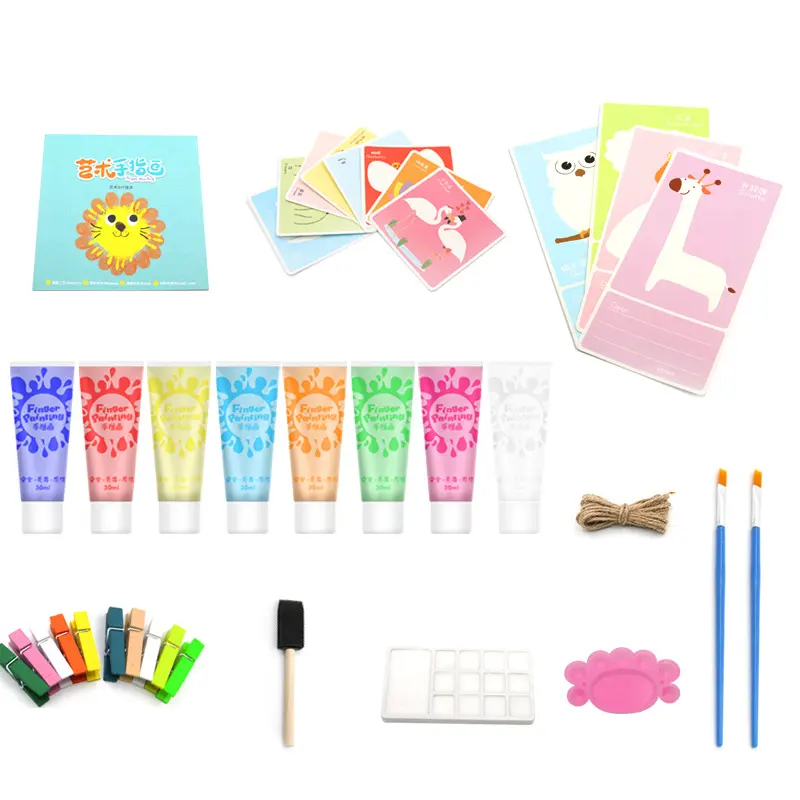 Pinta tu propio juego de interior juguete DIY 4 colores Hello Kitty lavable juego de pintura para dedos juguetes de arte para niños