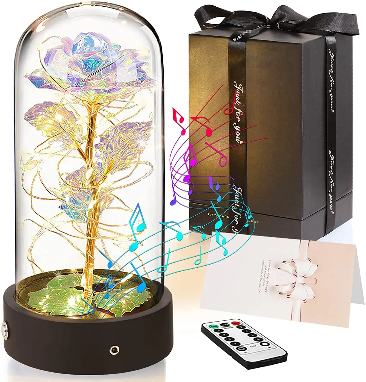 Beauty and The Beast Rose illuminated rose glass LED Lights with Music mothers day gifts