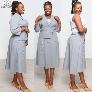 Traje de Oficina Personalizado OEM de Fábrica, Traje de Negocios de Talla Grande, Atuendo Formal Personalizado, Ropa de Trabajo para Mujer, Top, Falda, Camisa - Product Image 1