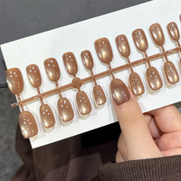 Faux ongles à presser personnalisables XS/S/M, 30 pièces/rangée, marron, courts, amovibles, pour nail art, fournisseur