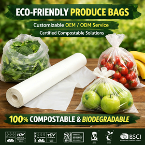 Sacs à légumes compostables certifiés BPI TUV AS5810, taille et logo personnalisés, pour les supermarchés, les détaillants, les fabricants, ECOPRO - Product Image 4