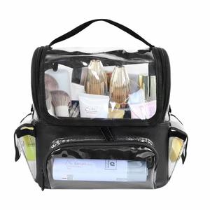 Boîte à maquillage transparente, grande capacité, sac cosmétique multi-poches avec compartiment suspendu pour les voyages et les maquilleurs - Product Image 5