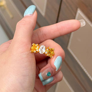 Pulsera de latón calado Vintage francés Iris <span class=keywords><strong>Paloma</strong></span> huevo anillo declaración banda con circón para fiesta de mujer boda cóctel - Product Image 3