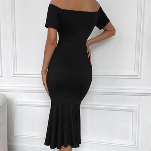Vestidos <span class=keywords><strong>de</strong></span> verano <span class=keywords><strong>de</strong></span> manga corta con hombros descubiertos <span class=keywords><strong>para</strong></span> mujer, elegante ceñido al cuerpo Midi ajustado con volantes, <span class=keywords><strong>ropa</strong></span> <span class=keywords><strong>de</strong></span> cóctel <span class=keywords><strong>de</strong></span> <span class=keywords><strong>fiesta</strong></span> Sexy - Product Image 2
