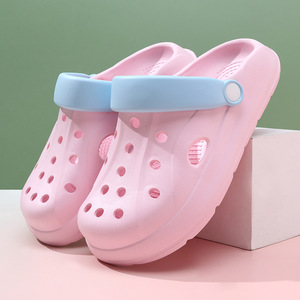 Pink Platform <b>Clogs</b> With Blue Strap Breathable Summer Sandals For Women Beach Wear Non Slip Comfortable Walk Shoes - Product Image 1