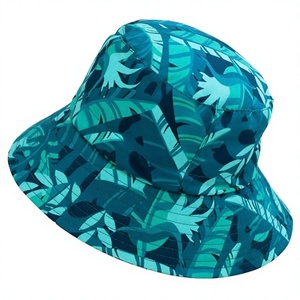 UPF 50+ Sun Protection Bucket <b>Hat</b> Removable Neck Flap Leaf Print Surfing Boating Water Sports Cap <b>for</b> Men and <b>Women</b> - Product Image 3