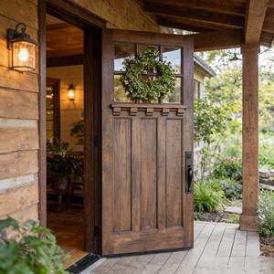 Puerta de Entrada de Madera Sólida Pivotante de Estilo Rústico Moderno, Personalizada y de Alta Calidad, Fabricada en China - Product Image 2