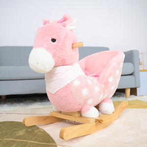 <span class=keywords><strong>Girafe</strong></span> en peluche Ride-On Toy pour enfants Siège pour tout-petits sur chaise berçante en bois pour le jeu des enfants - Product Image 3