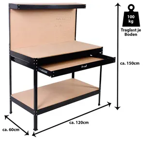 Kerja Keras Bench dengan Laci Papan Pasak Rak Meja Kerja