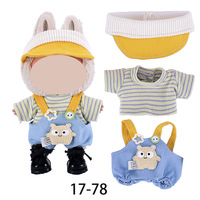 Ensemble d'accessoires pour poupée LaBubu de 17 cm, style jouet de dessin animé, vêtements en plastique comprenant une salopette à carreaux à 8 motifs