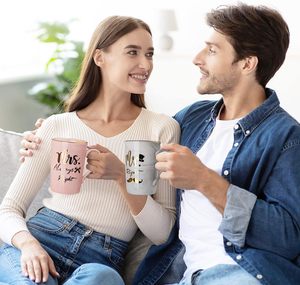 Mr Right Mrs Always Right 14oz Ceramic Marble Cup Wedding Engagement <strong>Gifts</strong> Microwave Dishwasher Safe Gold Pattern <strong>for</strong> Bride - Product Image 6