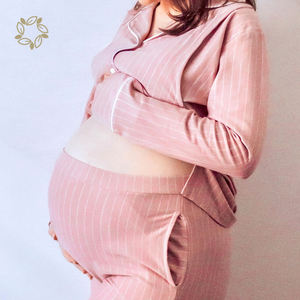 Vêtements de nuit de maternité ensemble de pyjama d'allaitement à manches longues en coton biologique cardigan d'allaitement haut et pantalon pyjama de maternité - Product Image 5