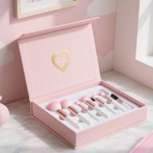 Emballage personnalisé de pinceaux de maquillage biodégradables écologiques de qualité supérieure, petit ensemble de pinceaux de maquillage, boîte en papier avec insert en EVA - Product Image 4