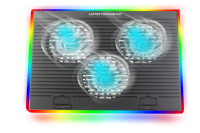 Refroidisseur portable pour ordinateur portable ultra-mince à 3 ventilateurs, 6 vitesses réglables, support de jeu RGB, panneau de refroidissement antidérapant dissimulé, vente en gros
