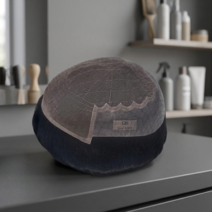 Half <b>Wig</b> Human Hair Toupee Mesh Cap Natural Black Hair System For <b>Men</b> - Product Image 4