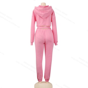 <b>Women</b> Hoodies and Pants Set Custom <b>Women</b> Biker <b>Shorts</b> Set Matching <b>Long</b> Sleeve Crop Top and Drawstring <b>Shorts</b> Two Piece Set - Product Image 4
