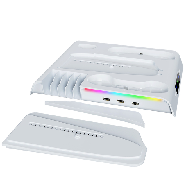 RGB LED for P5 Slim & P5 Pro Stand 3-Level Cooling Fan Station with Dual Charging Controller & 3 USB Plastic Material