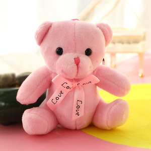 Groothandel 10cm Mini Roze Teddybeer Pluche Speelgoed Schattig Sleutelhanger Hangertje PP Katoen Gevuld Pluche Dieren Speelgoed voor Promotionele Cadeaus - Product Image 2