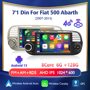Radio con navegación GPS para coche <span class=keywords><strong>Android</strong></span> de 7 pulgadas, pantalla táctil, reproductor de MP3 incorporado, Carplay compatible con Fiat 500, Incluye micrófono externo - Product Image 2