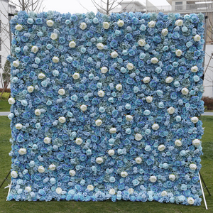 Wholesale Custom 5D Fabric Roll up <strong>Artificial</strong> Silk Rose Peony <strong>Flowers</strong> <strong>Wall</strong> Backdrop Panel Wedding Decor <strong>Artificial</strong> <strong>Flower</strong> <strong>Wall</strong> - Product Image 1