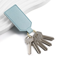 Porte-clés en cuir PU découpé, tendance, simple, avec boucle carrée, personnalisable avec logo, pendentif porte-clés