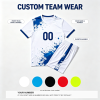 Ensemble de maillots de football blanc et bleu personnalisés, respirants et à séchage rapide, directement de l'usine OEM ODM pour équipes