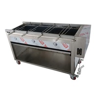 Four commercial à 6 têtes avec four à fumée poulet rôti poisson rôti mouton rôti four à charbon de bois multifonctionnel