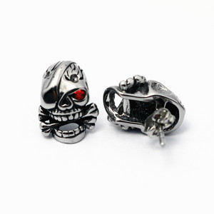 Pendientes de esqueleto yunnique, diseño de calavera con ojos rojos, de acero de titanio, joyería de moda - Product Image 1