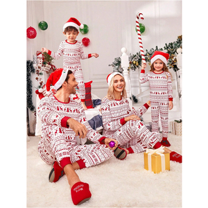 Giáng sinh đồ ngủ cho gia đình giáng sinh PJs, Tuần lộc công bằng Isle in dài tay áo loungewear quần, mẹ và tôi phù hợp với trang phục - Product Image 1