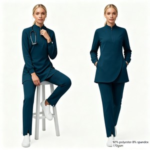 Set di Camici Medici Stile Tunica Canadese con Miscela di Elastan Ultra-Resistente e Facile da Curare, Manica Lunga, Modello Unisex 42383 <span class=keywords><strong>Azzurro</strong></span> - Product Image 1