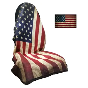 Funda de tela para asiento de coche, toalla de tela para asiento de coche, cojín con bandera americana, accesorios de interior