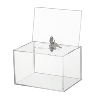 Boîte de rangement alimentaire carrée en acrylique avec verrouillage, boîte à dons, boîte à cartes de visite, boîte à billets, boîte à suggestions - Transparente et durable