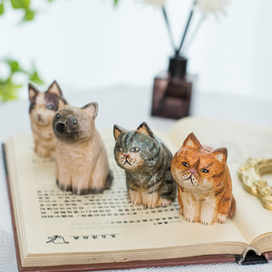 Creativo Gatto in <span class=keywords><strong>legno</strong></span> retrò Craft eco-friendly incisione intaglio per natale ornamenti Desktop - Product Image 2
