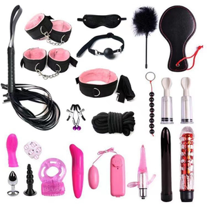 Jouets sexuels pour adultes BDSM, 23 pièces, kits de bondage en cuir PU, ensemble de restraints pour lit, pour couples débutants, exploration sensorielle, jeux SM - Product Image 2