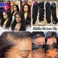 Peluca de Cabello Humano Brasileño 100% Natural, Rizado Pixie, Doble Trama, Alta Densidad, Color Negro, para Mujeres, con Encaje 13x4