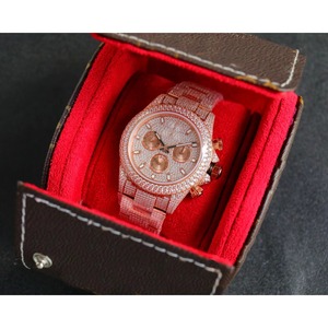Reloj Redondo de Moda para Mujer, Envío Directo Internacional, Reloj de Oro Rosa para Dama, Lleno de Estrellas - Product Image 4