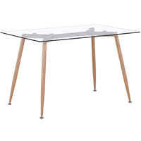 Table à manger rectangulaire moderne nordique réglable en verre trempé avec pieds en métal à transfert de chaleur pour appartement et hôtel