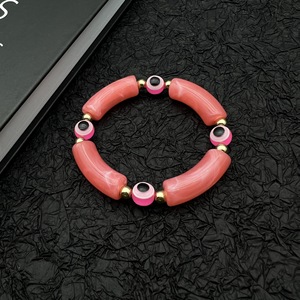 Evil Eye Acrylic <b>Beaded</b> <b>Bracelet</b> Milky White Red Pink Yellow Green Purple Gift Jewelry 18 Pieces Yiwu Origin - Product Image 3