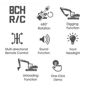 Samtoy-Vehículos de construcción teledirigidos de 8 canales, juguete de camiones teledirigidos de 1: 22, con luz y sonido - Product Image 4
