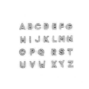 Múltiples Opciones de Letras Deslizantes DIY de 8mm, Números, Letras del Alfabeto Plateadas con Pedrería, Dijes Deslizantes - Product Image 3