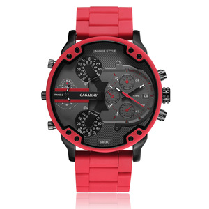 Reloj CAGARNY6830 para Hombre, Reloj de Cuarzo con Esfera Grande, Multizona Horaria, Fecha Automática Roja, Relojes de Moda para Hombre, Reloj Hombre - Product Image 1