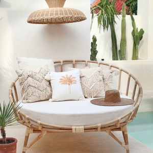 Modern Luxury 2-Seater Curved <b>Bamboo</b> Rattan Farmhouse Sofa Outdoor Living Room Garden Bench Elegant Design for Hotels Parks - Product Image 1