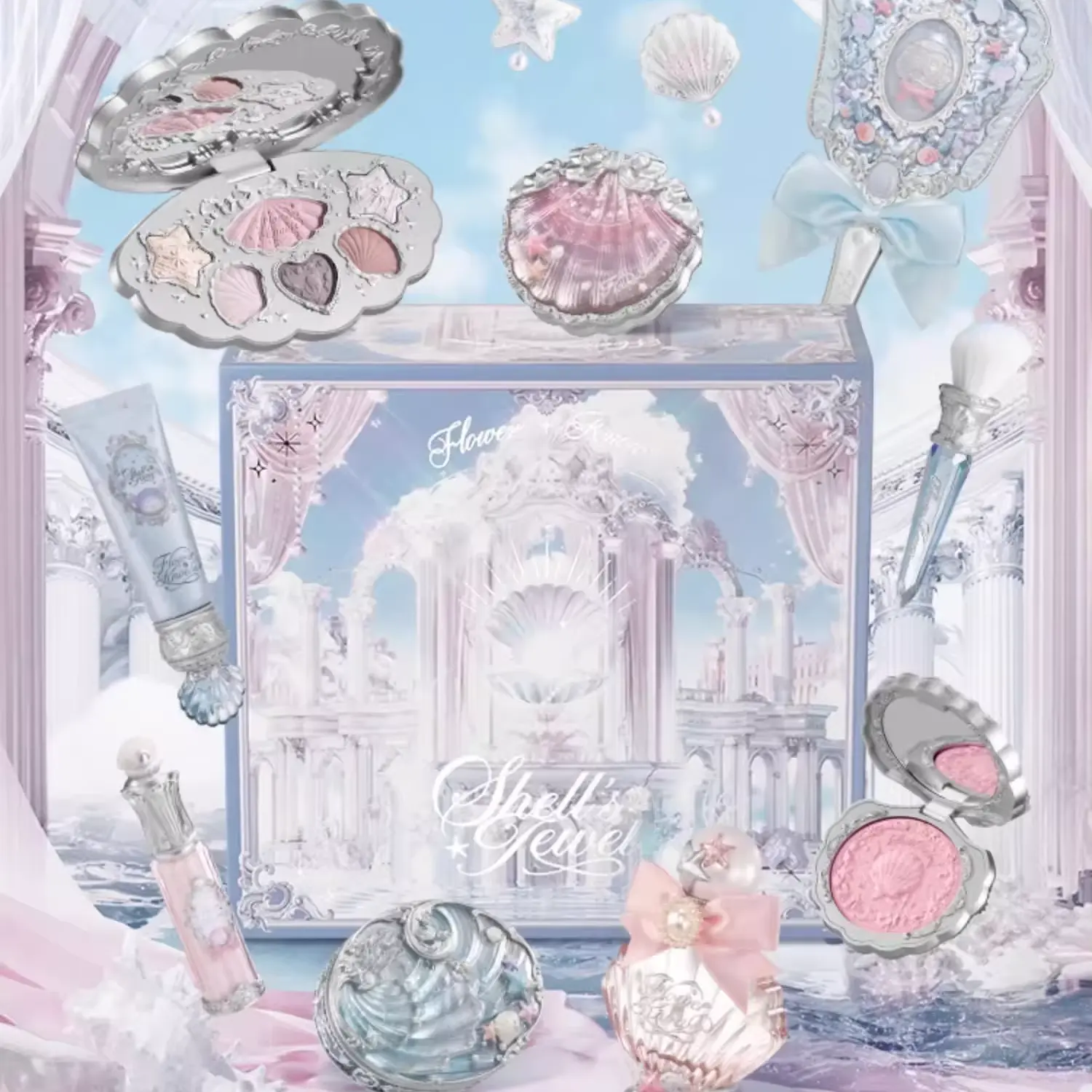 Flower Knows Shell's Jewel Gift Box Set: Makeup Gift Box with Lip