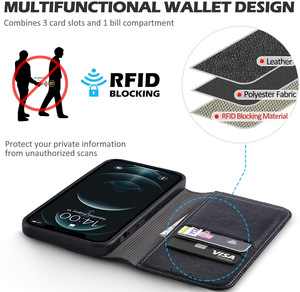 Étui de téléphone <span class=keywords><strong>en</strong></span> <span class=keywords><strong>cuir</strong></span> PU de luxe antichoc avec fonction porte-cartes <span class=keywords><strong>pour</strong></span> 15 Pro Max - Product Image 5