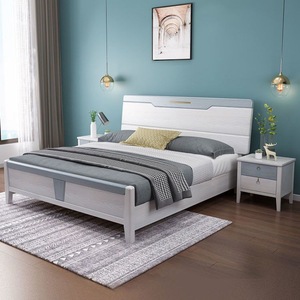 <b>White</b> Solid Wood <b>Bed</b> 1.8M Double <b>Storage</b> High Box Modern Minimalist Oak Bedroom Furniture - Product Image 1