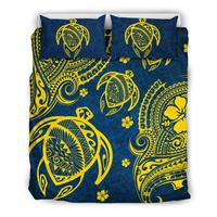 Ensemble de literie tropicale Plumeria tortue polynésienne hawaïenne avec couette impression à la demande ensemble de literie 3 pièces King Size Hawaii