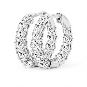 Pendientes de Aro de Lujo con Diamantes CVD de Corte Brillante Redondo, Chapados en Oro de 18K y 14K, para Mujer - Product Image 2