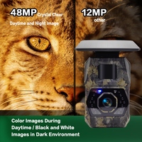 Mini caméra sans fil pour la faune avec WIFI Max. Caméra de jeu extérieure IP66 avec batterie 5200 mAh, compatible 128 Go et panneau solaire externe